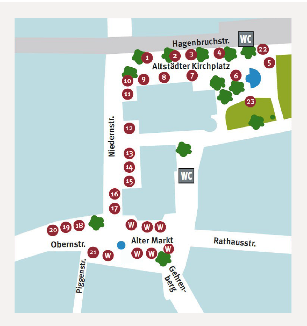 abstrakte Karte der Altstadt mit Verortung der Weinmarktstände