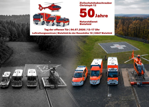 Fahrzeuge des Rettungsdienst im Laufe von 50 Jahren 