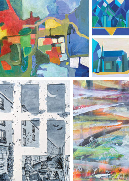 Ausschnitt/Collage "Urbanes Leben" Künstlertreff Oerlinghausen